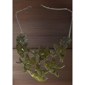 Brass Bird Bib Necklace VTG Granny Core Boho Core No Sig 70's